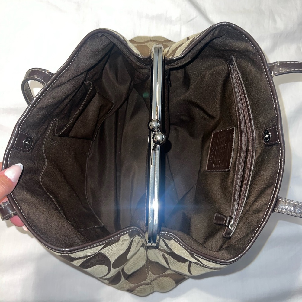 COACH Signature Canvas Tote Bag in Brown - Picture 4 of 11